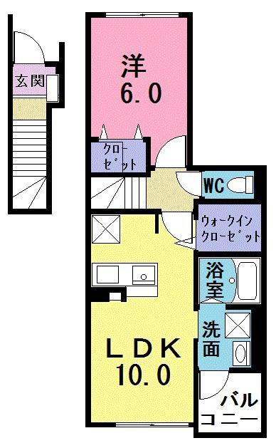 ＪＲ川越線 南古谷駅 徒歩12分 3階建 築7年(1LDK/2階)の間取り写真