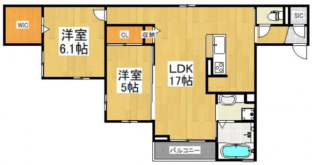 ストリーム久米川(2LDK/1階)の間取り写真