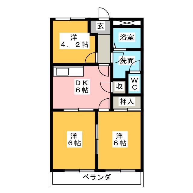 ダイヤマンション C(3DK/2階)の間取り写真