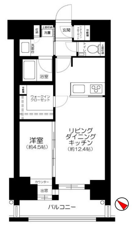 アスコットパーク日本橋浜町 BISIKI(1LDK/3階)の間取り写真