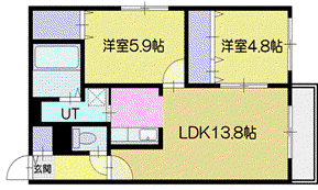 AIRPORT ONE(2LDK/2階)の間取り写真
