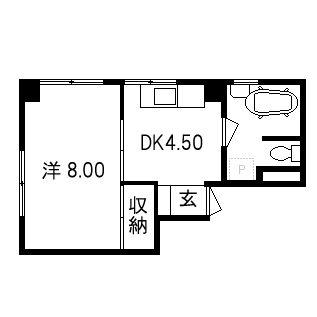 松山ビル(1DK/4階)の間取り写真