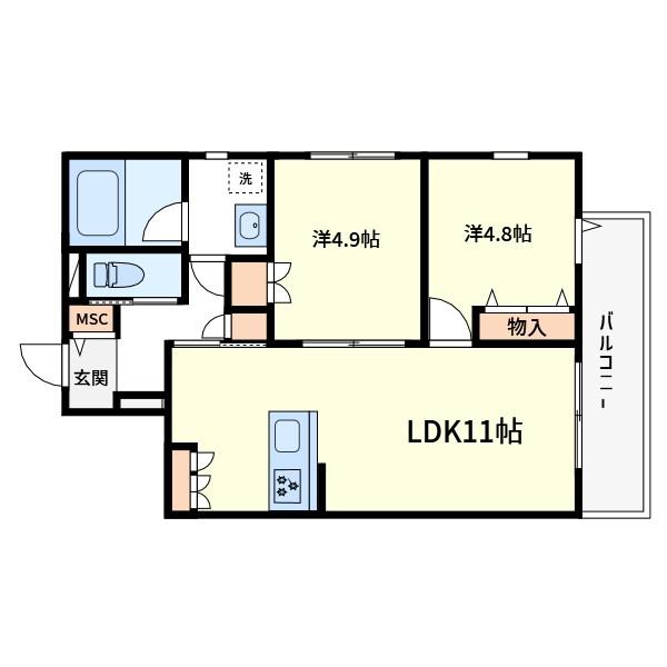 アビテ明大前(2LDK/2階)の間取り写真