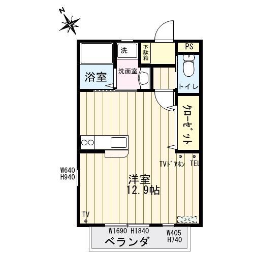 NYCIE24(ワンルーム/1階)の間取り写真