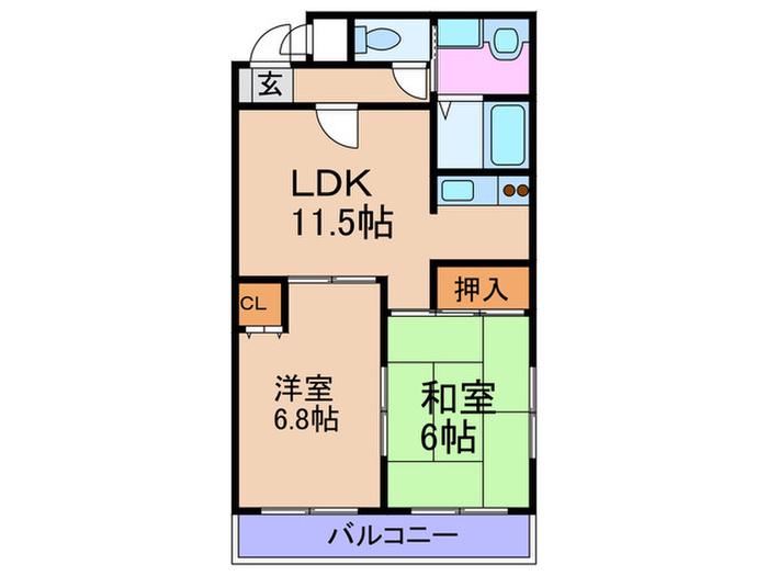 メゾンミズノ(2LDK/4階)の間取り写真