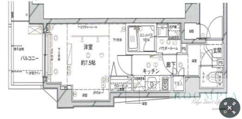 ステージファースト東新宿(1K/2階)の間取り写真