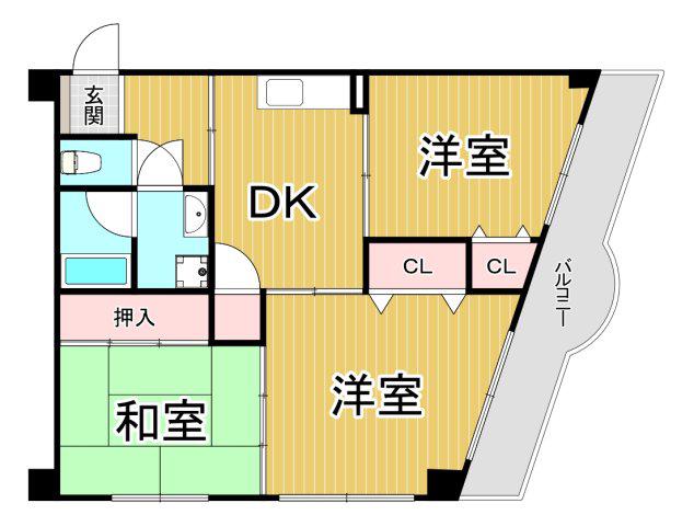 中央コーポ(3DK/3階)の間取り写真
