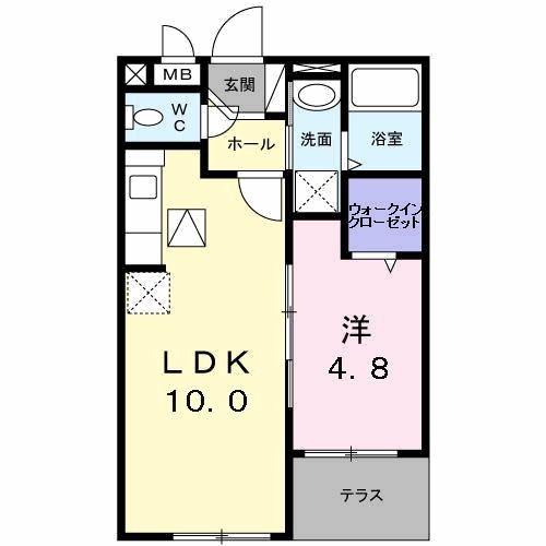 グランドゥール 大開(1LDK/1階)の間取り写真
