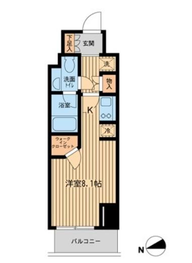 ファインアドレス新御徒町(1K/14階)の間取り写真