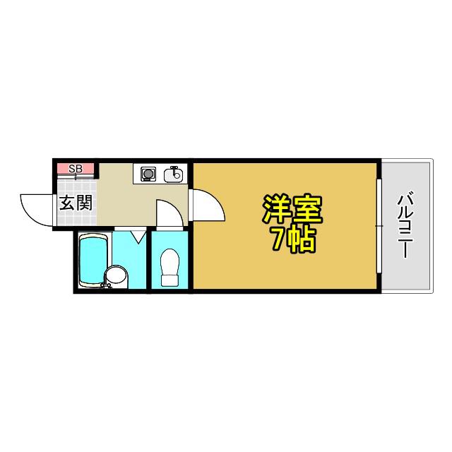 ボナールサジキ(1K/4階)の間取り写真