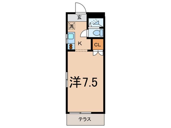 プルミエール(1K/1階)の間取り写真