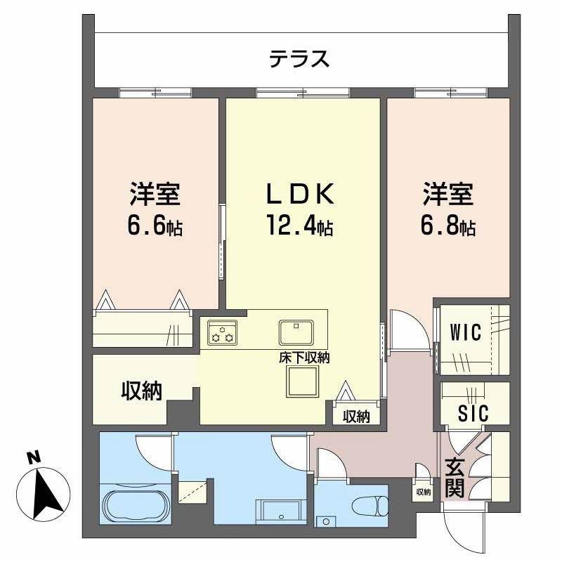 CELFENA 宝塚・川面 HAUTDEGAMME(2LDK/1階)の間取り写真