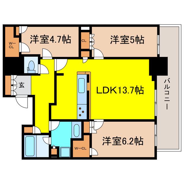 ローレルタワー堺筋本町(3LDK/24階)の間取り写真