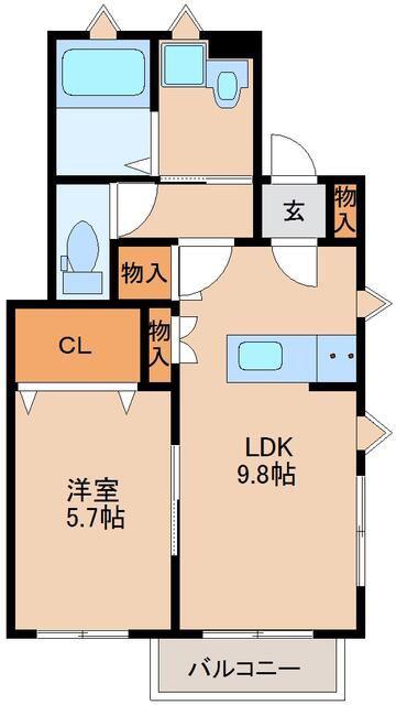 花みずきII(1LDK/1階)の間取り写真