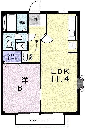 サニーフラットI(1LDK/2階)の間取り写真