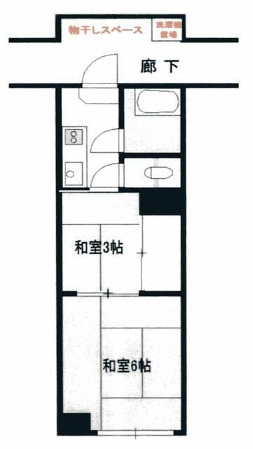 鶴ヶ岡マンション(2K/3階)の間取り写真