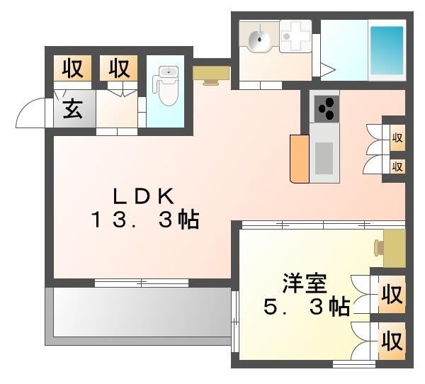 メルベージュ(1LDK/3階)の間取り写真