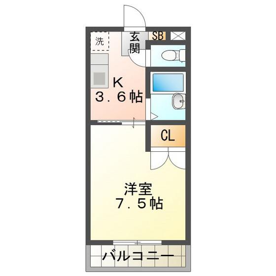 ユーミー日愛マンション(1K/3階)の間取り写真