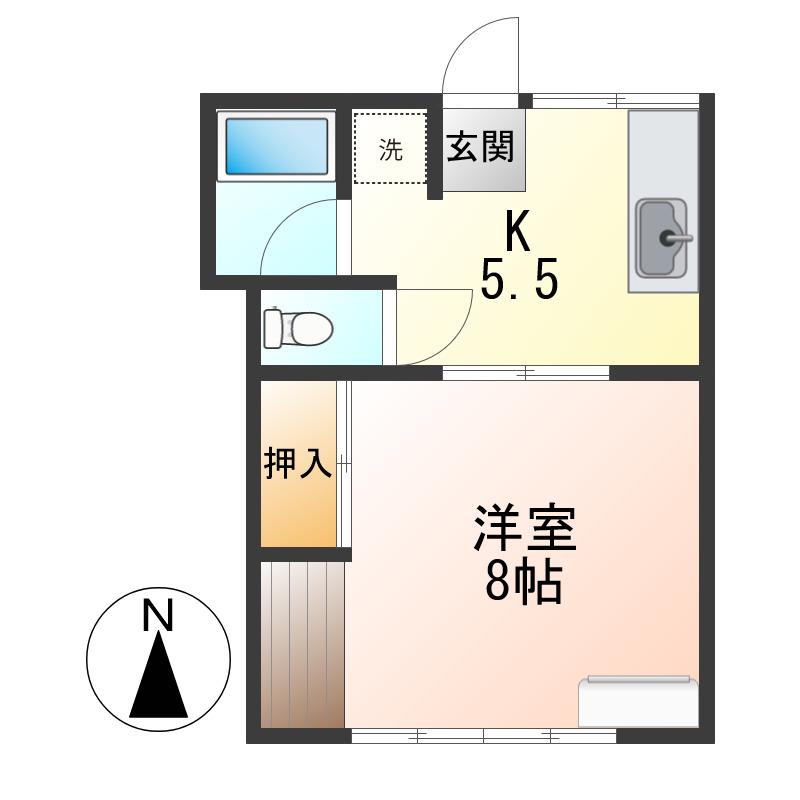 南コーポ小嶋B棟(1DK/1階)の間取り写真
