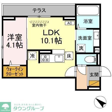 D-ROOM神明町II B B(1LDK/1階)の間取り写真