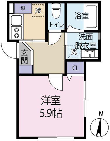CASA FIORA(1K/1階)の間取り写真