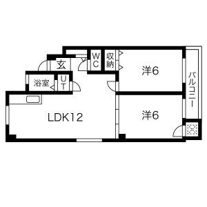 スリール住吉山手(2LDK/1階)の間取り写真