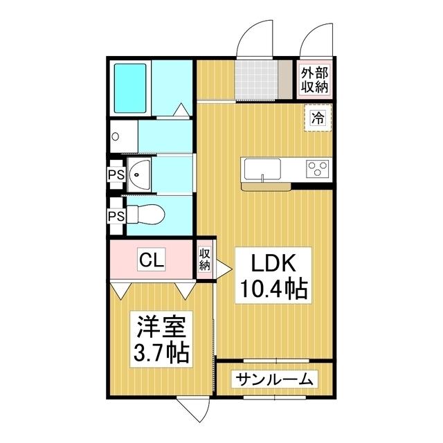 クレスト大手(1LDK/1階)の間取り写真