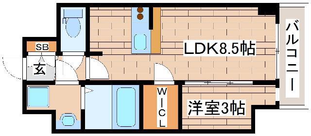 エスリードレジデンスグラン神戸三宮シティ(1LDK/2階)の間取り写真