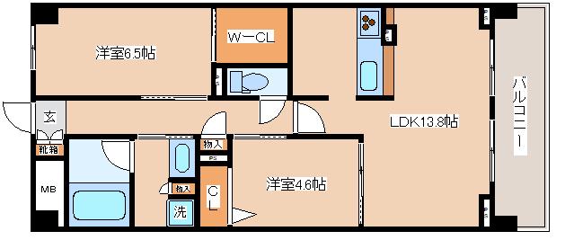 ソフィット岬(2LDK/8階)の間取り写真