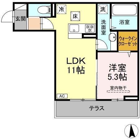 NEXUS D-ROOM笹部II(1LDK/1階)の間取り写真