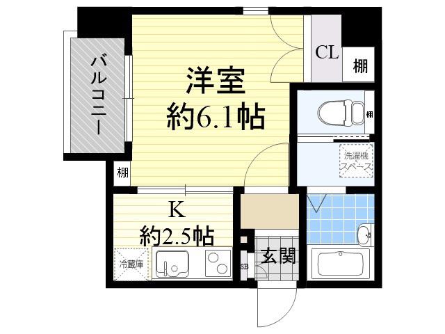 エスライズ都島(1K/3階)の間取り写真