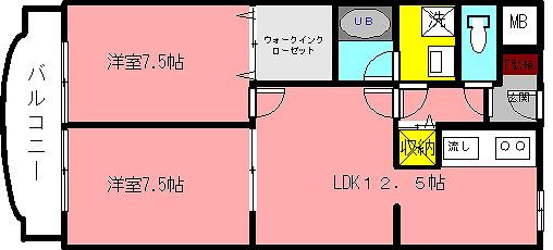 シークシャトレ(2LDK/2階)の間取り写真