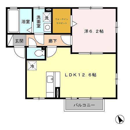 フレスカ I/II/III/IV(1LDK/2階)の間取り写真
