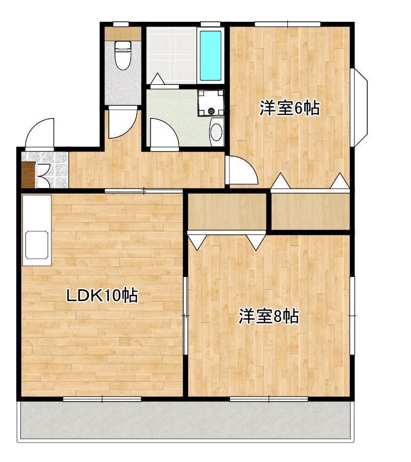 ハイツサンライズC棟(2LDK/2階)の間取り写真