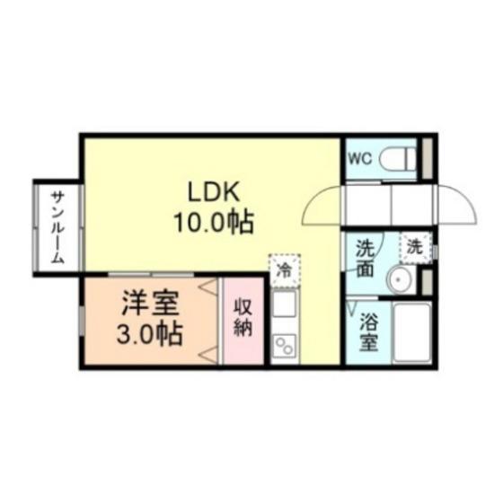 EXCEL SQUARE(1LDK/1階)の間取り写真