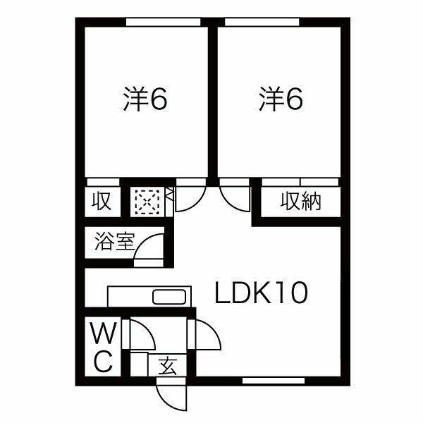 サン富丘(2LDK/2階)の間取り写真