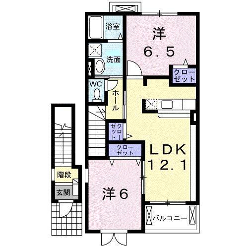 フランプレイスC(2LDK/2階)の間取り写真
