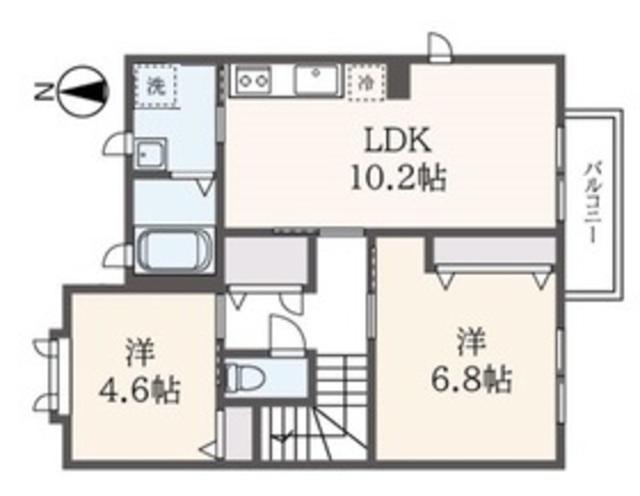 クワトロ E(2LDK/2階)の間取り写真