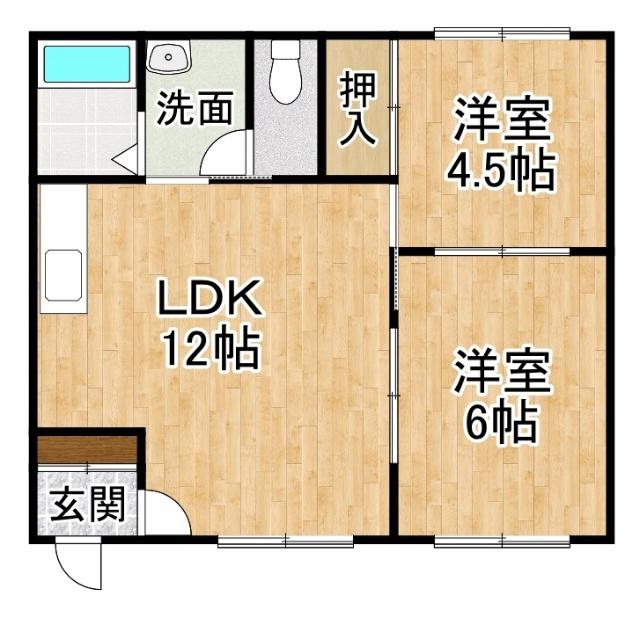 イリスハイツ(2LDK/2階)の間取り写真