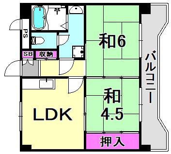 ルミエール立花(2LDK/5階)の間取り写真