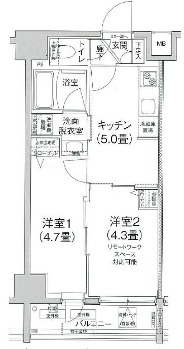 ティモーネ グランデ田端ドゥーエ(2K/2階)の間取り写真