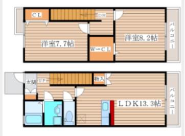 ティーブリッジ南吉成(2LDK/1階)の間取り写真