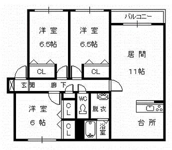 スウィートウォーター(3LDK/1階)の間取り写真