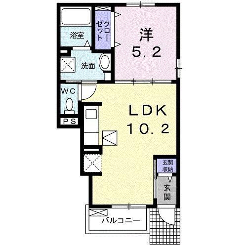 フィオーレ(1LDK/1階)の間取り写真