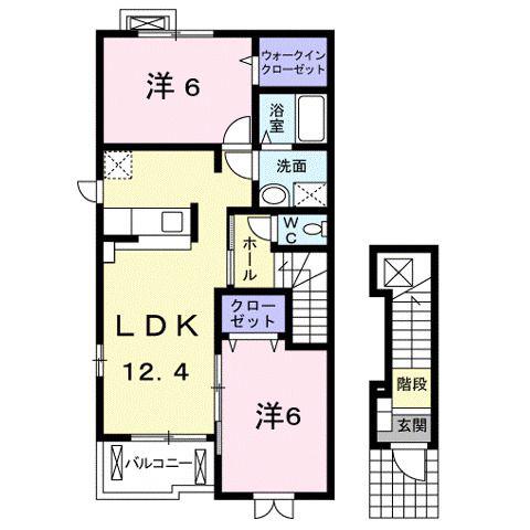 フォレストヒルA(2LDK/2階)の間取り写真