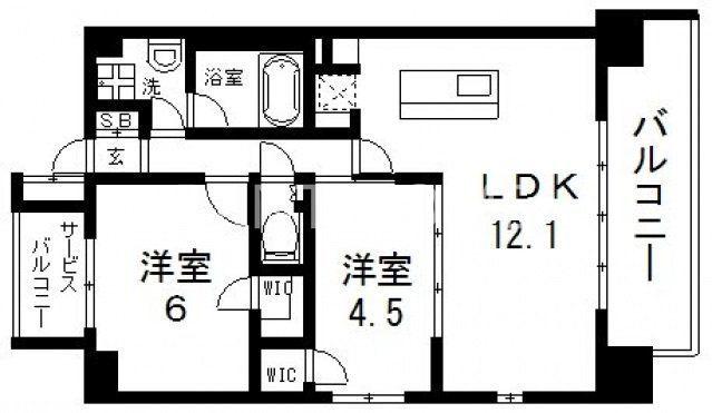 VERTEX(2LDK/6階)の間取り写真