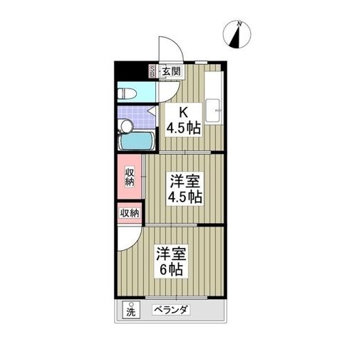 宮根第IIコーポ(2K/2階)の間取り写真