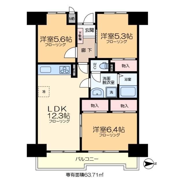 綾瀬プルミエ(3LDK/7階)の間取り写真