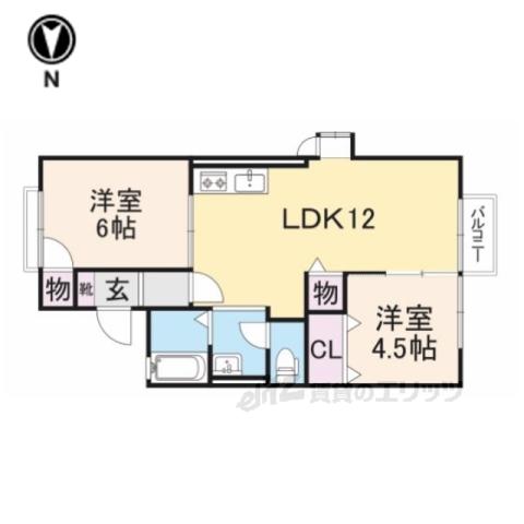 ハイツ堂前(2LDK/1階)の間取り写真