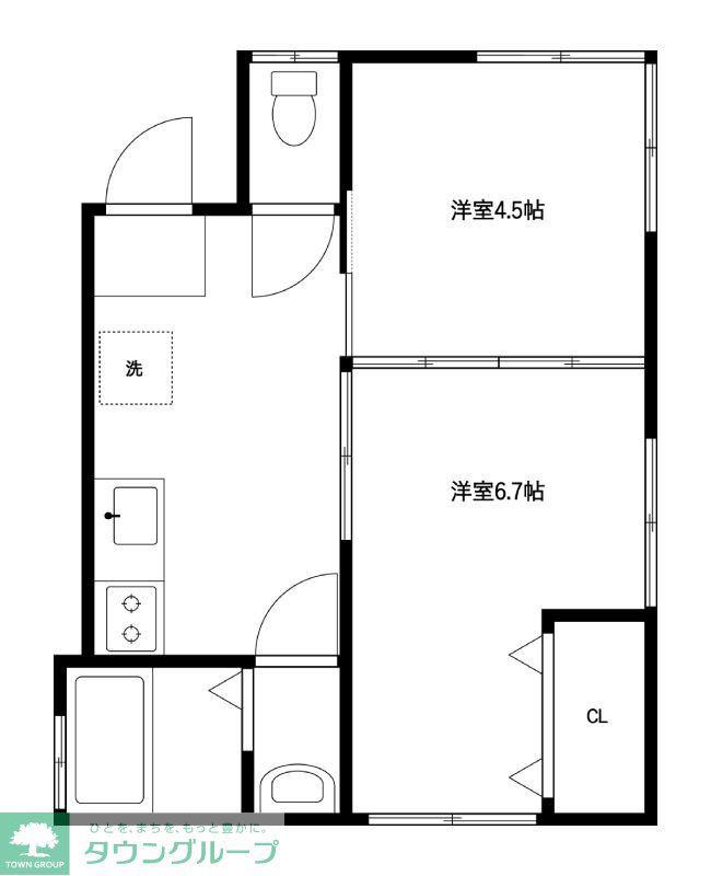 小日向テラス(2K/1階)の間取り写真